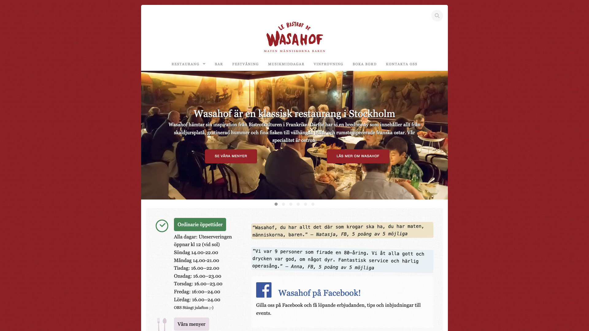 Wasahof webbsida