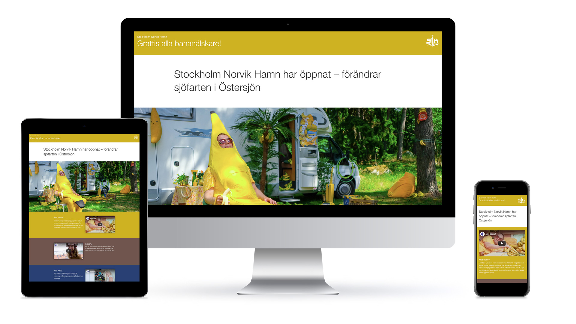 Stockholmnorvikhamn.se såsom den ser ut i desktop, tablet och smartphone.
