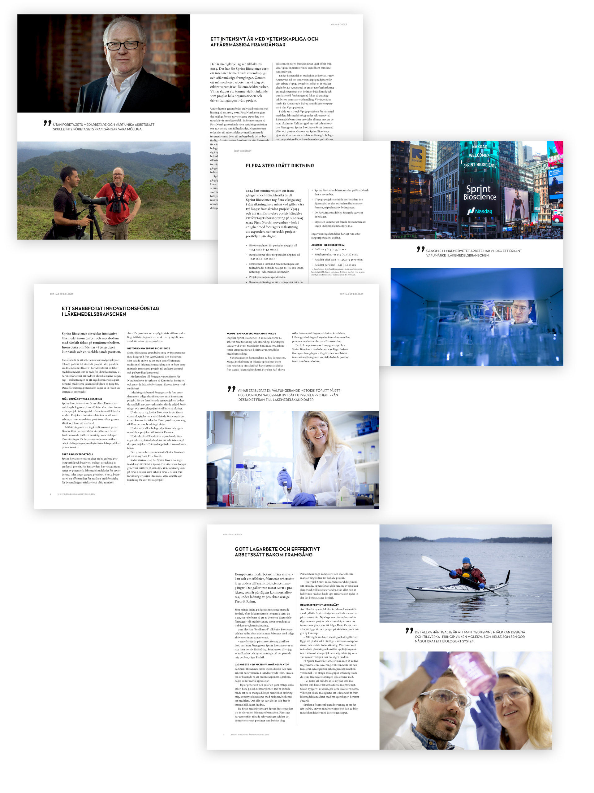 Ett par uppslag ur Sprint Biosciences årsredovisning