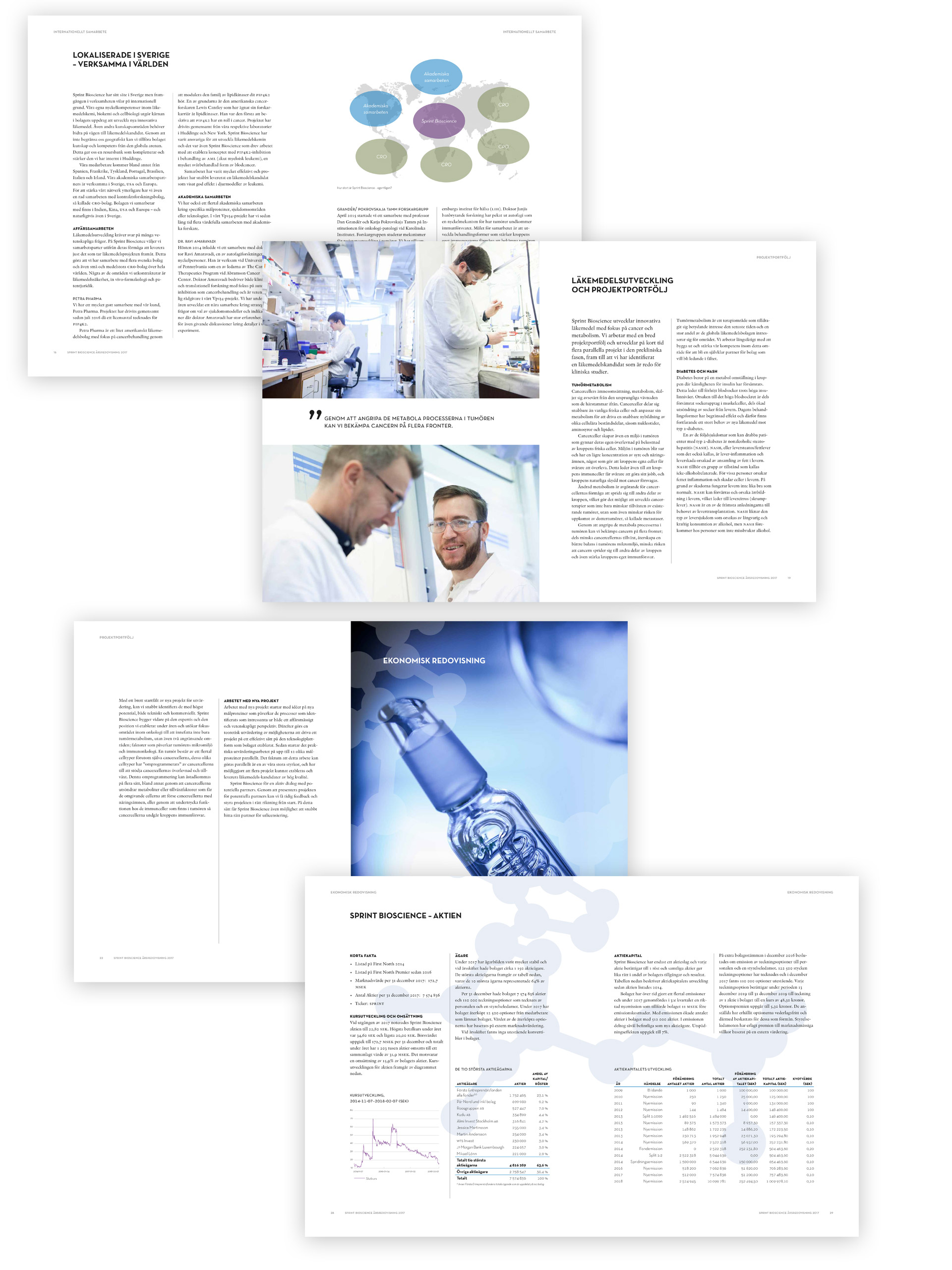 Ett par uppslag ur Sprint Biosciences årsredovisning