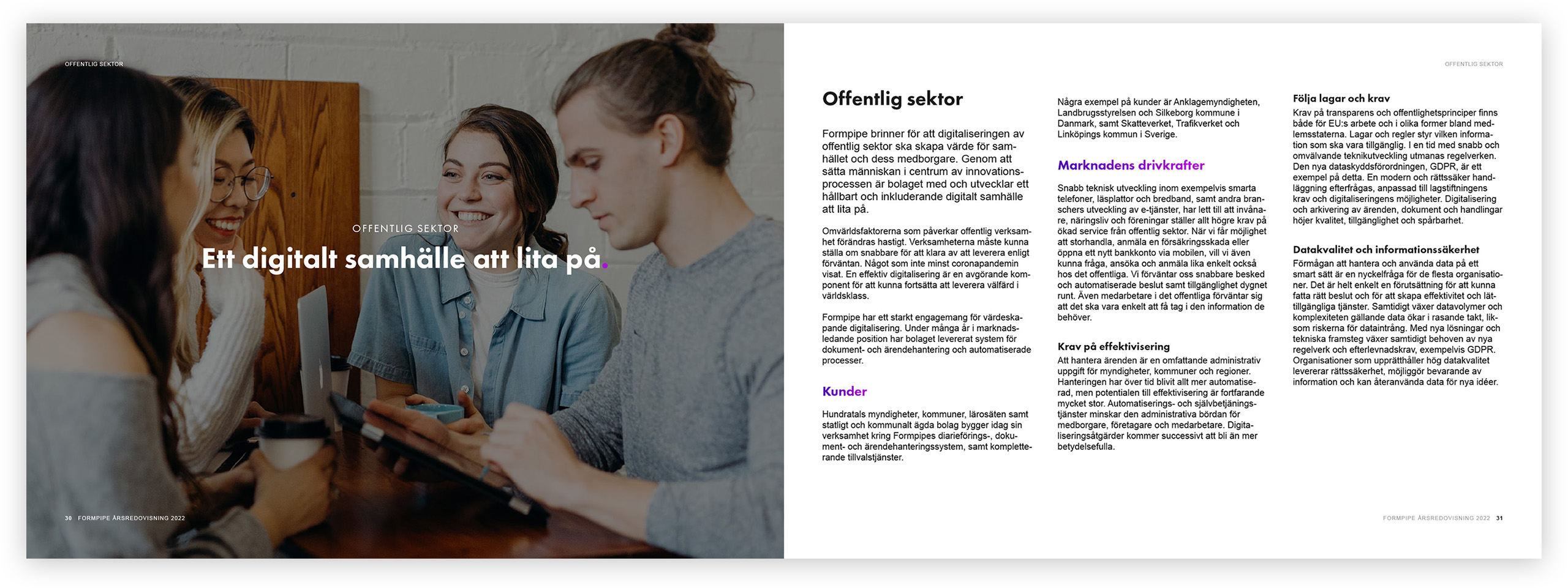 Ett uppslag ur Formpipes årsredovisning 2022