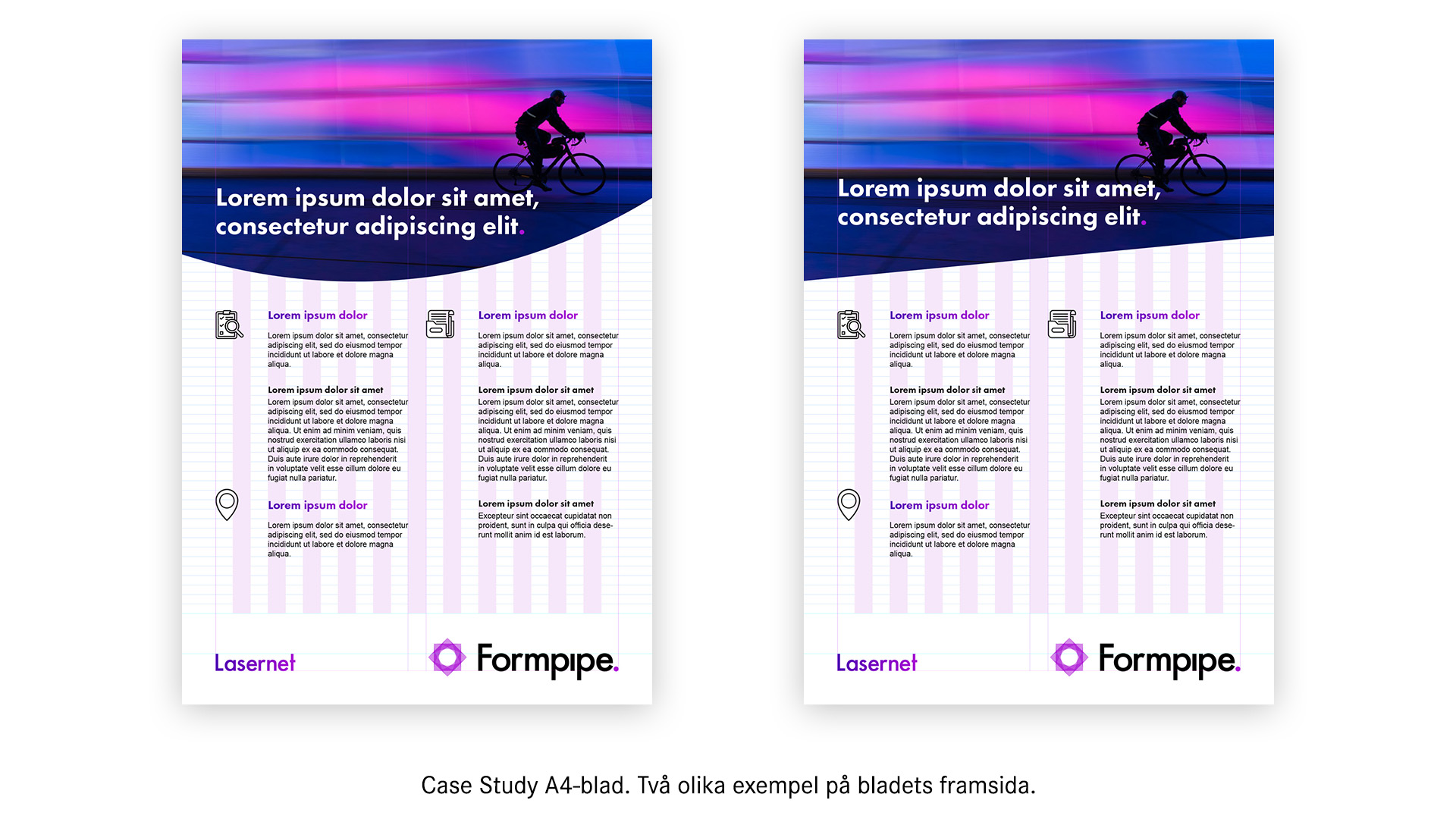 Exempel på Case Study. Två olika blad i A4-format.