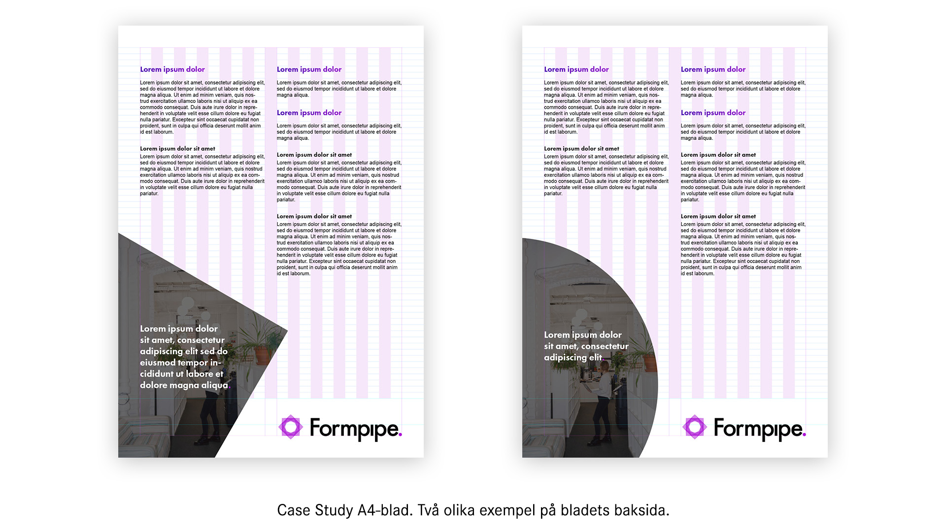 Exempel på Case Study. Två olika blad i A4-format.