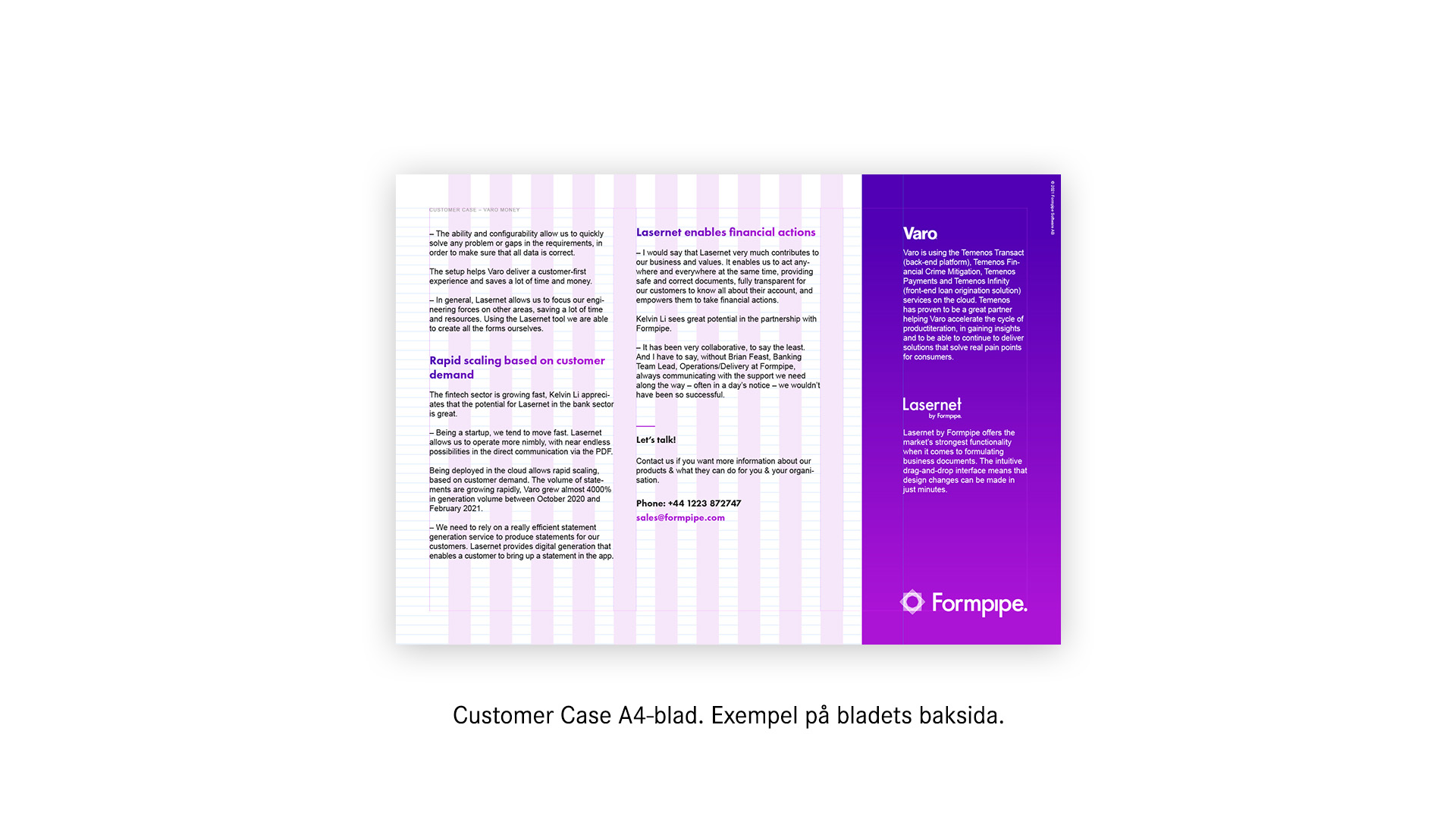 Exempel på ett Customer Case i ett liggande A4-format.