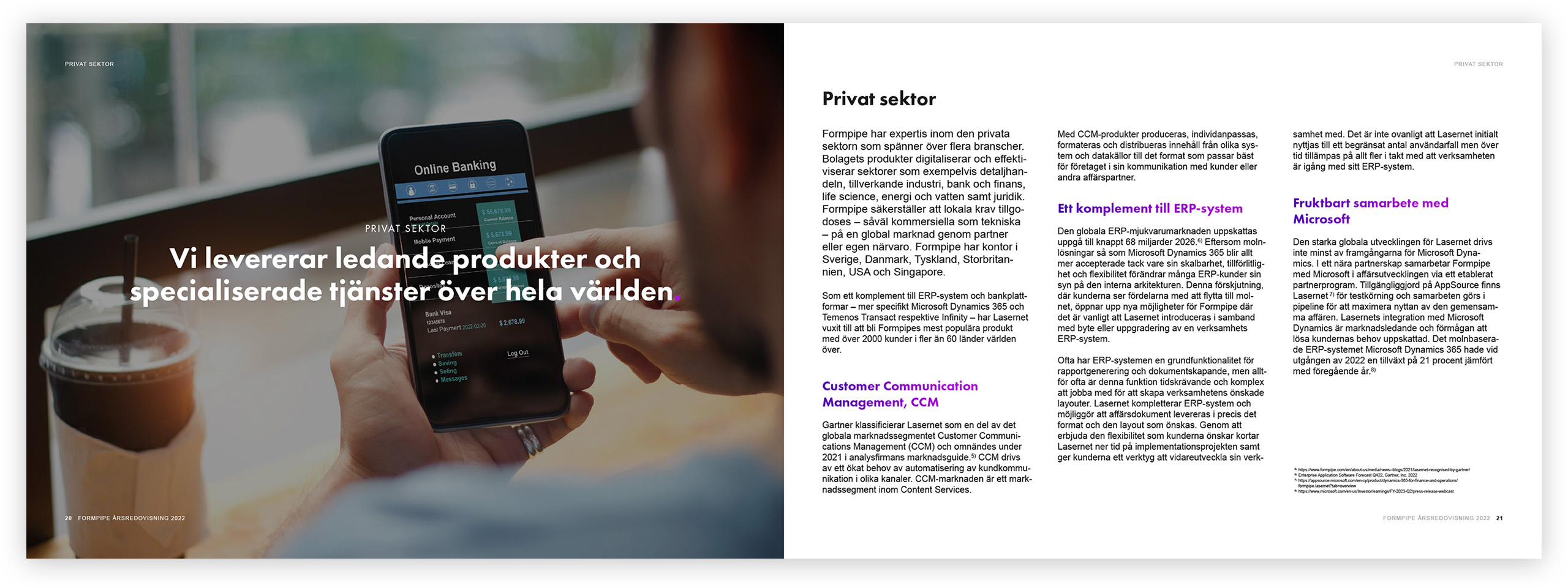 Ett uppslag ur Formpipes årsredovisning.
